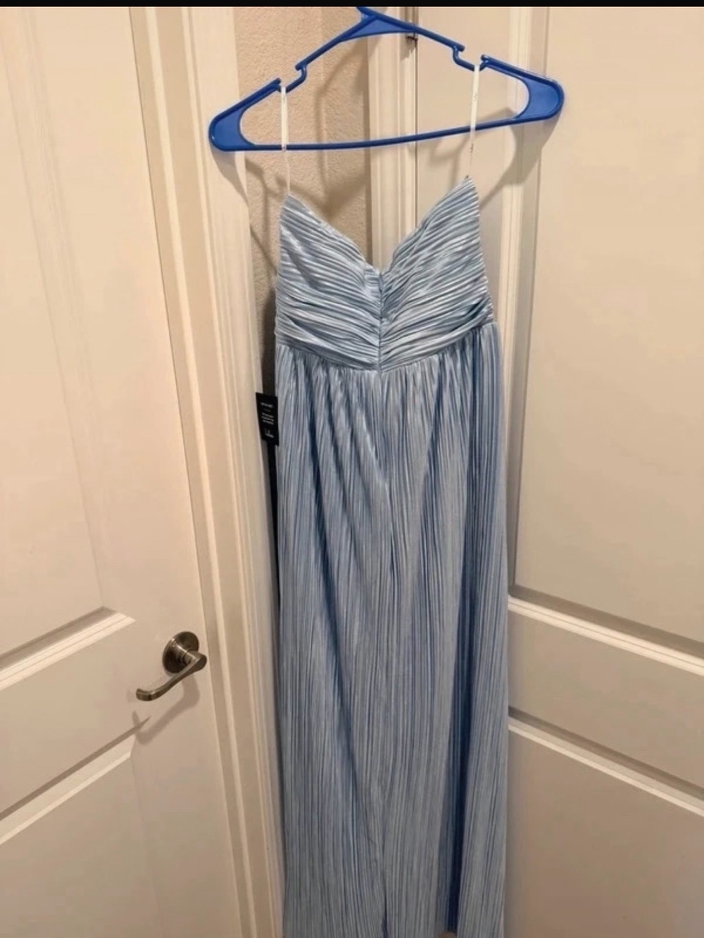 Lulu's Light Blue Pleated Maxi Slip with Spaghetti Straps